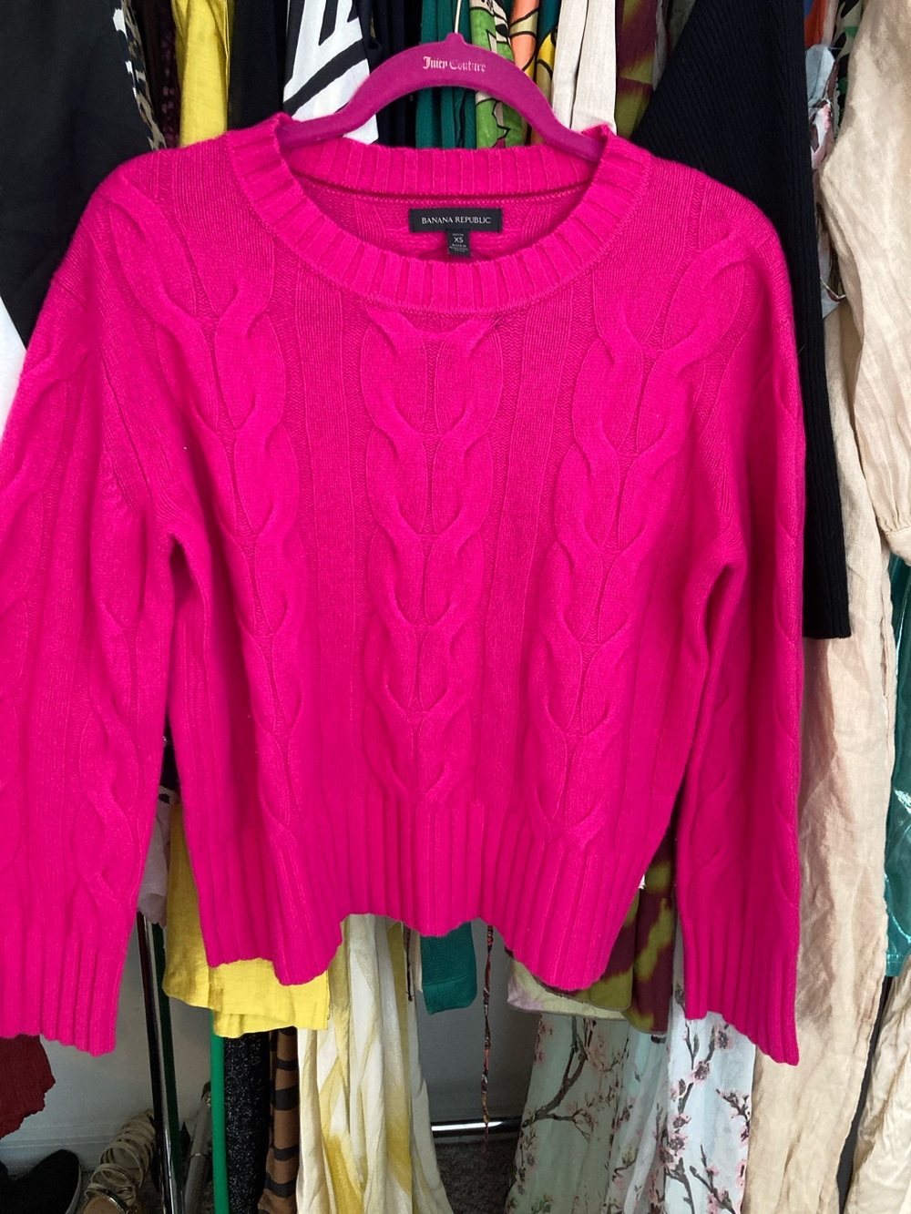Banana Republic Women's Cable-Knit Crewneck Sweater - Bright Pink
